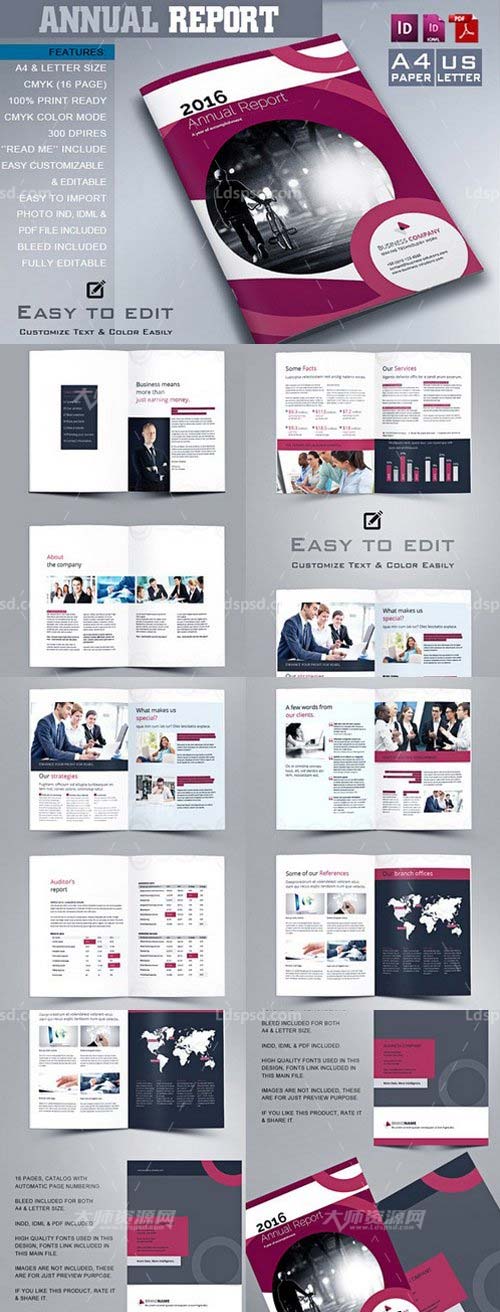 Annual Report Template,indesign模板－企业年刊(通用型/16页)